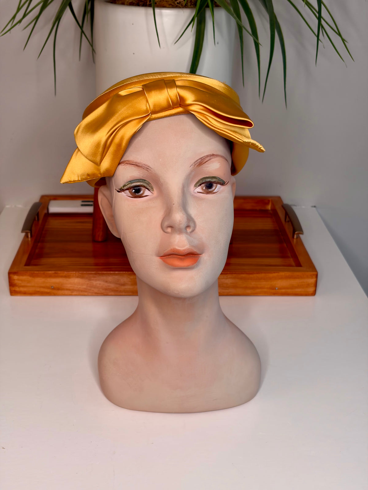 1950s Marigold Satin Hat w/ Front Bow