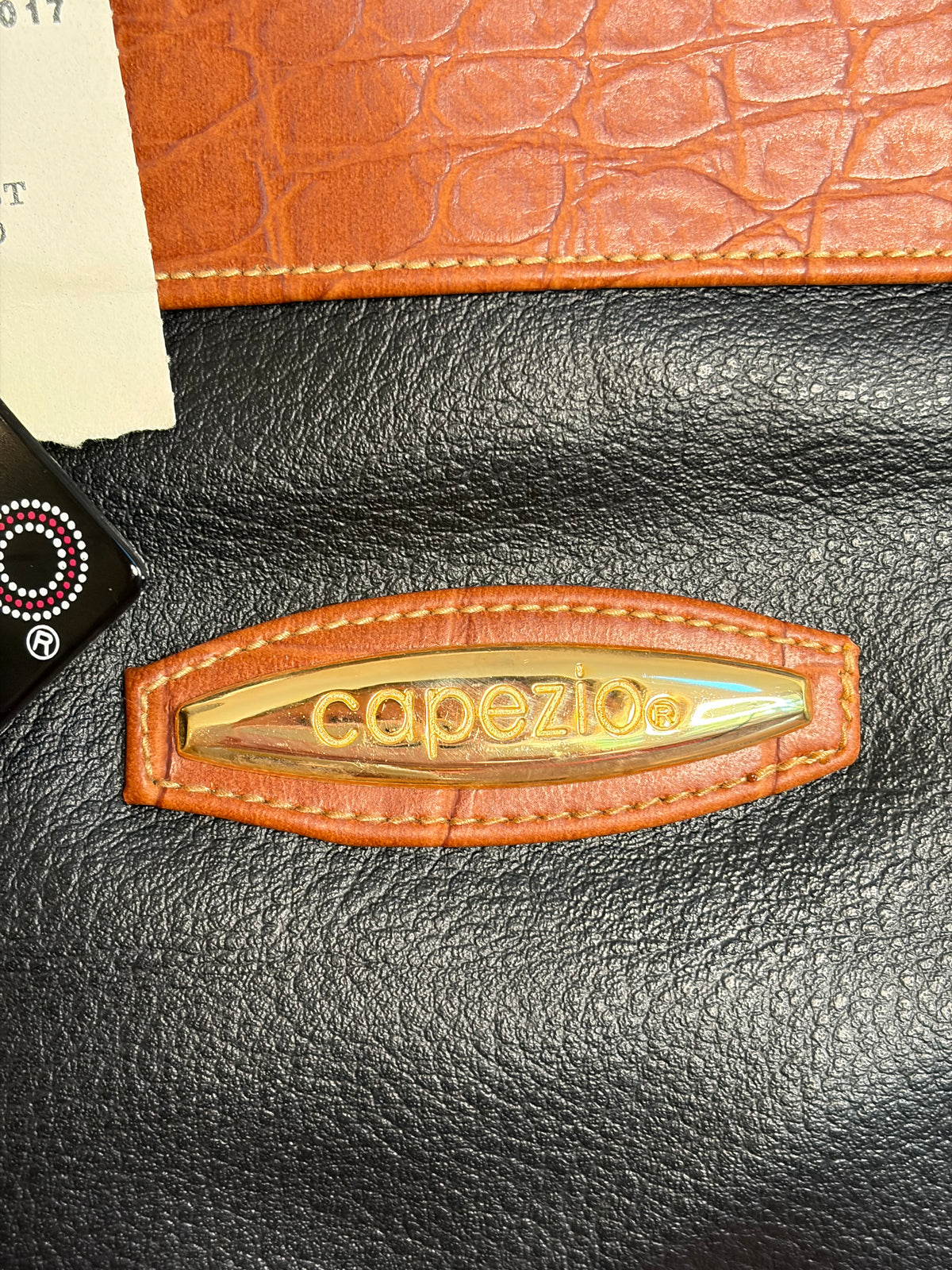 1980s Deadstock NWT Two Toned Crocodile Embossed Faux Leather Handbag by Capezio