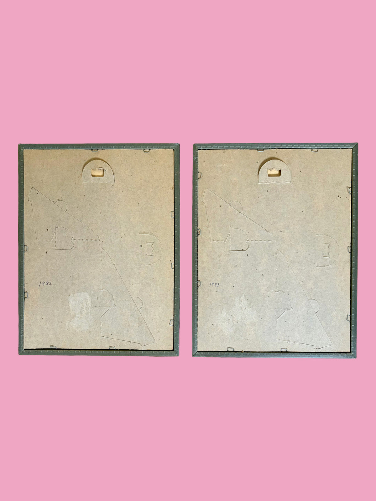 Vintage 1980s Framed Pair of Paint by Numbers Clowns
