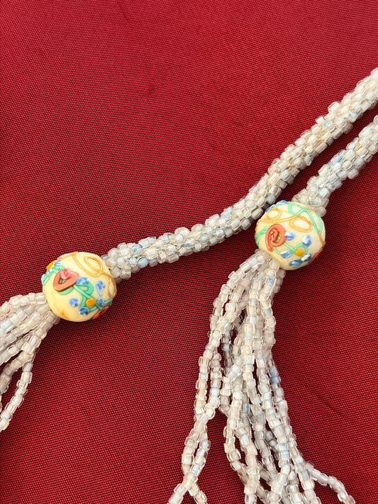 Antique 1920s Seed & Venetian Bead Sautoir Art Deco Necklace