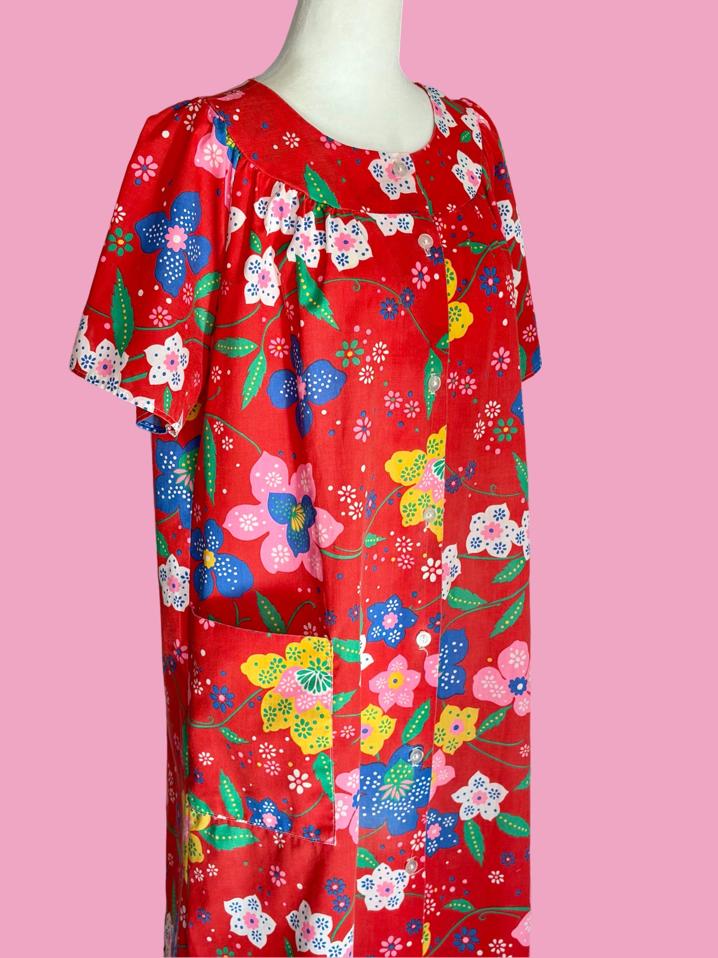 1960s Groovy Cotton Flower Power House Dress