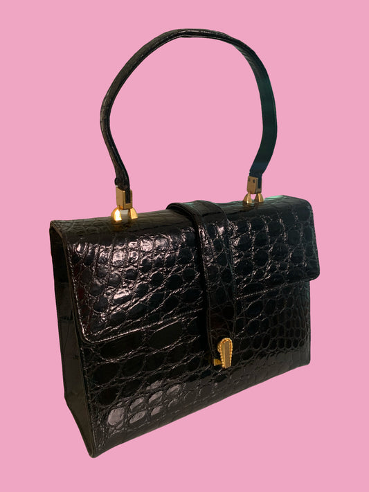 Mid Century Alligator Handbag