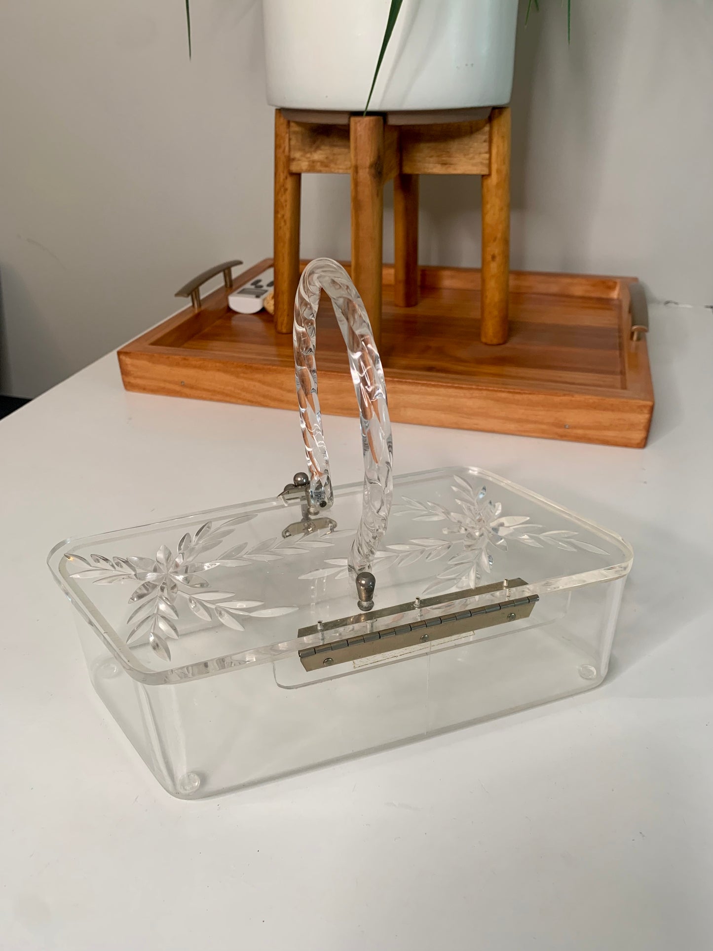 1950s Carved Lucite Handbag