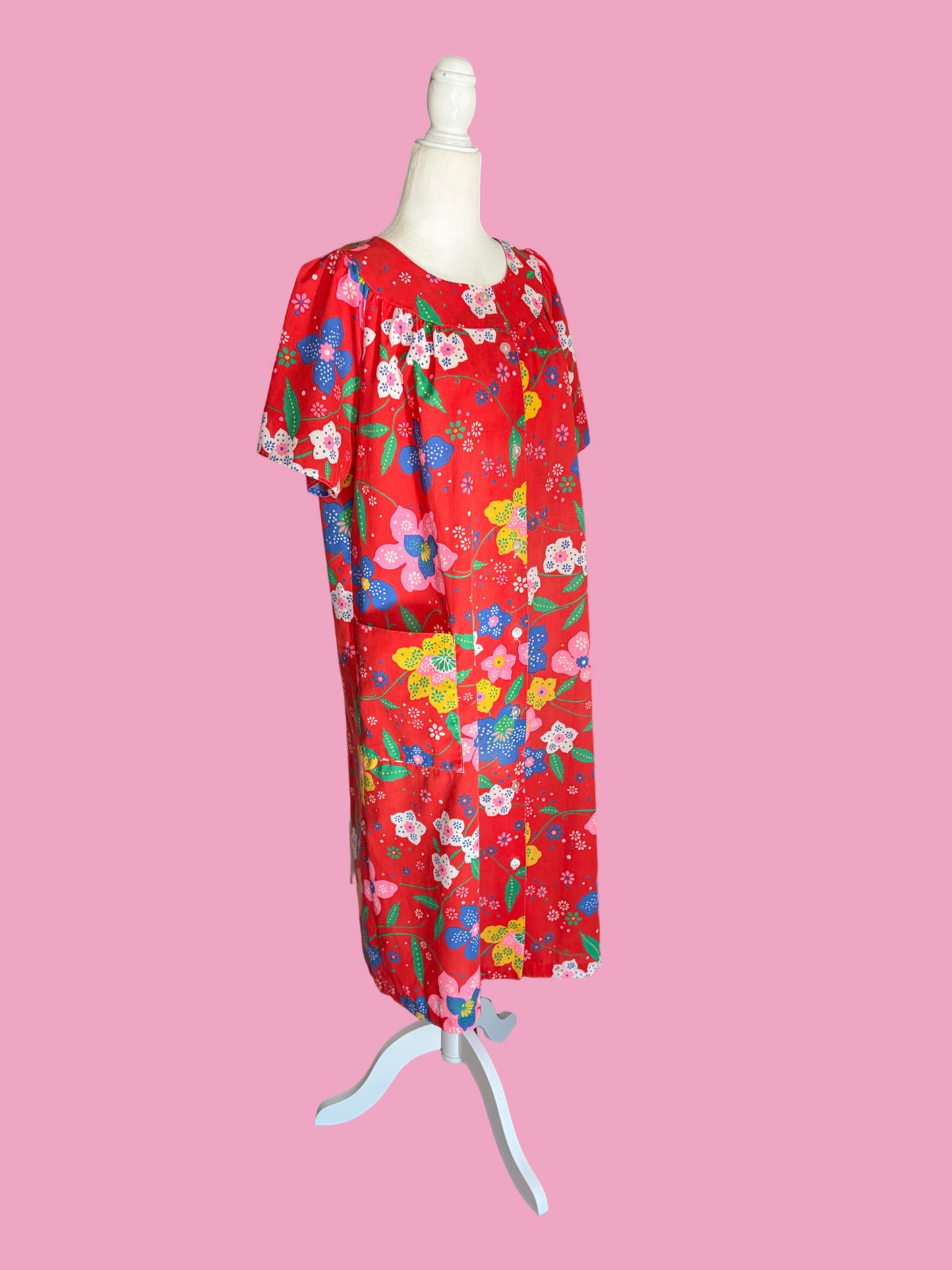 1960s Groovy Cotton Flower Power House Dress