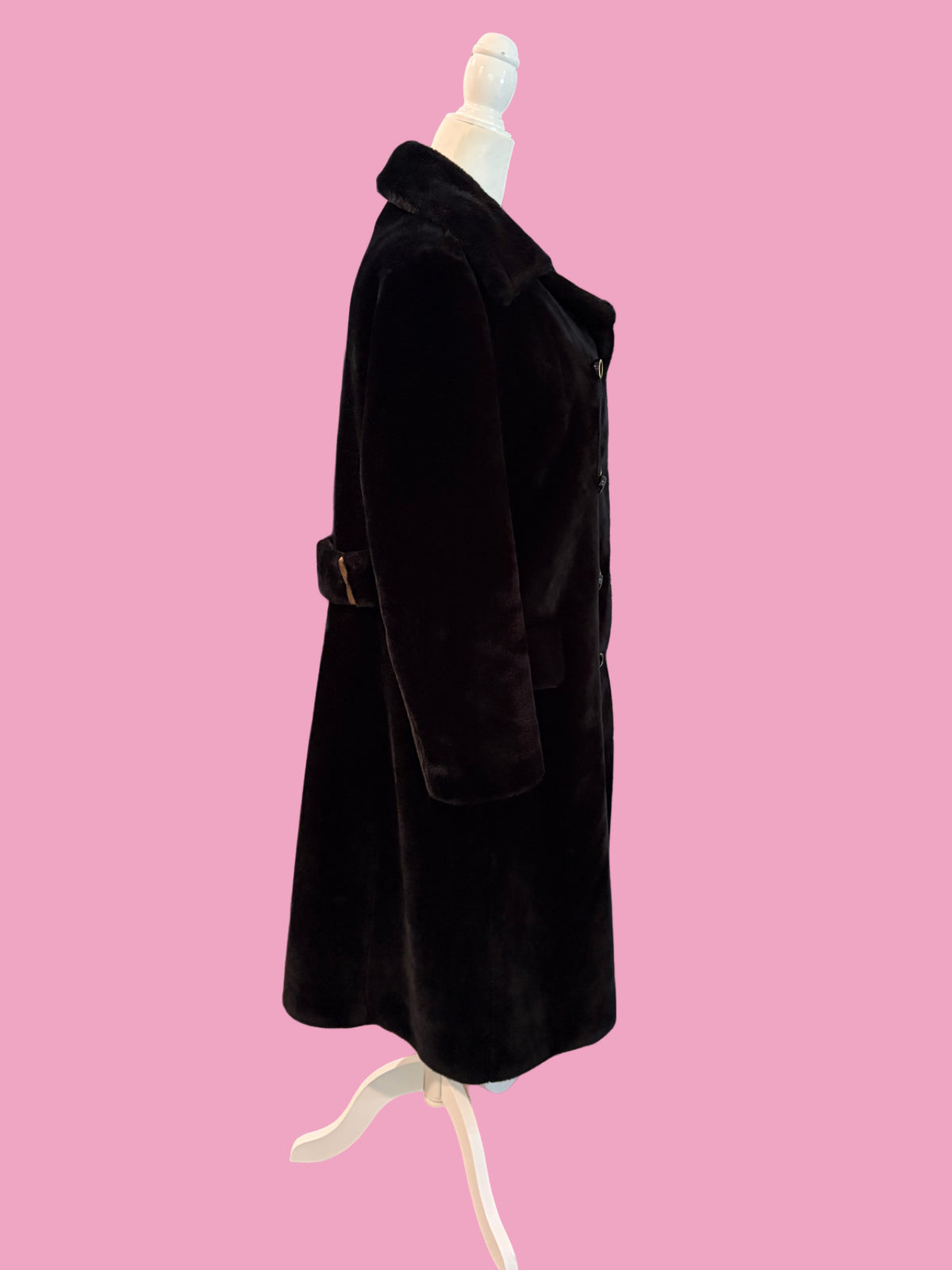 1970s Classic Double Breasted Faux Fur Coat by Borgazia