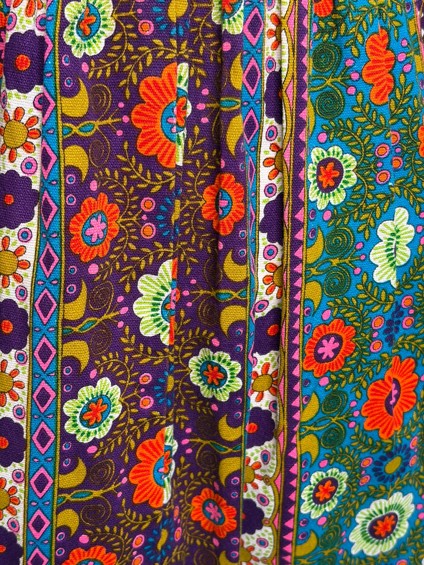 1960s Psychedelic Barkcloth Floral Caftan