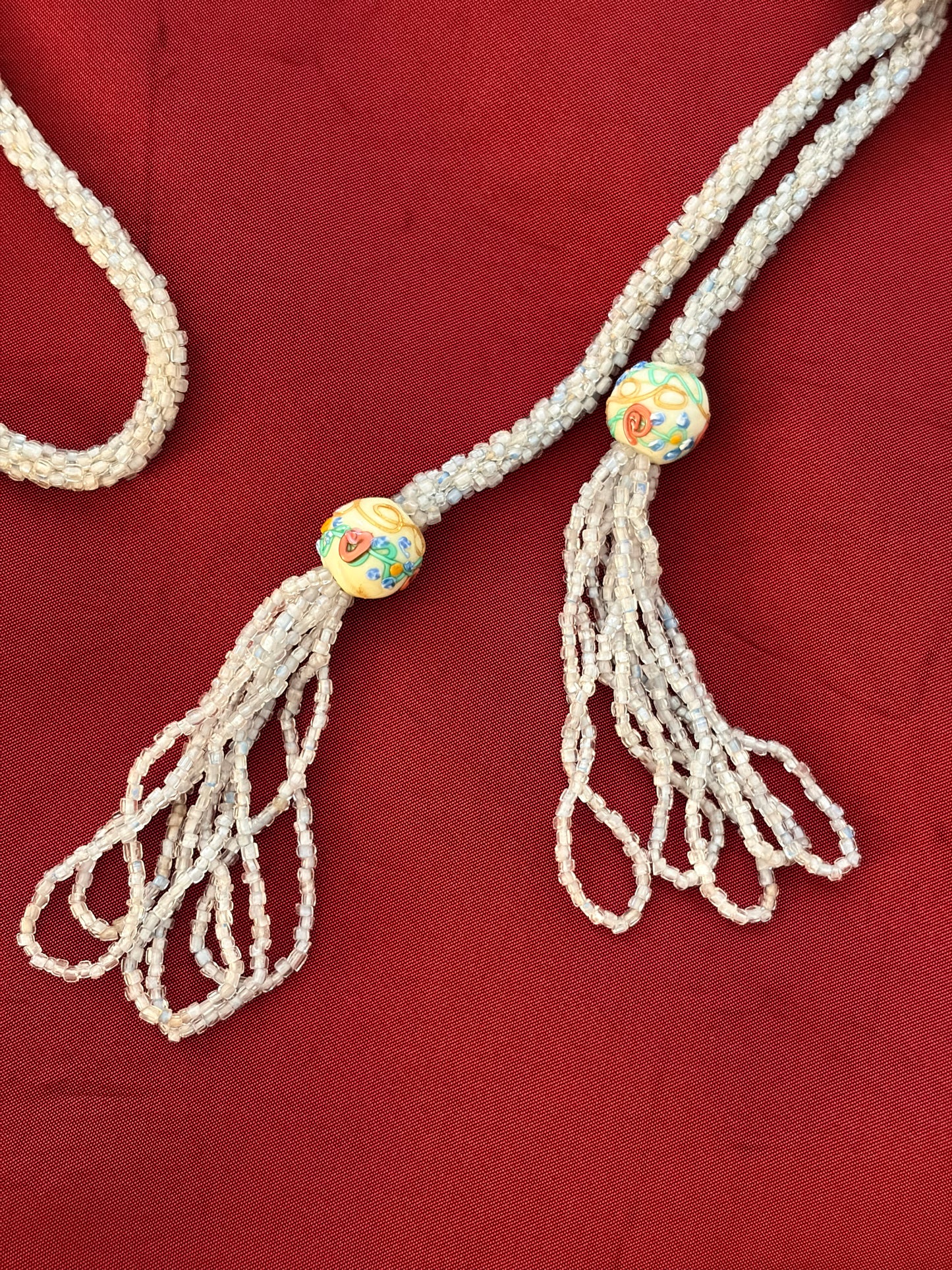 Antique 1920s Seed & Venetian Bead Sautoir Art Deco Necklace