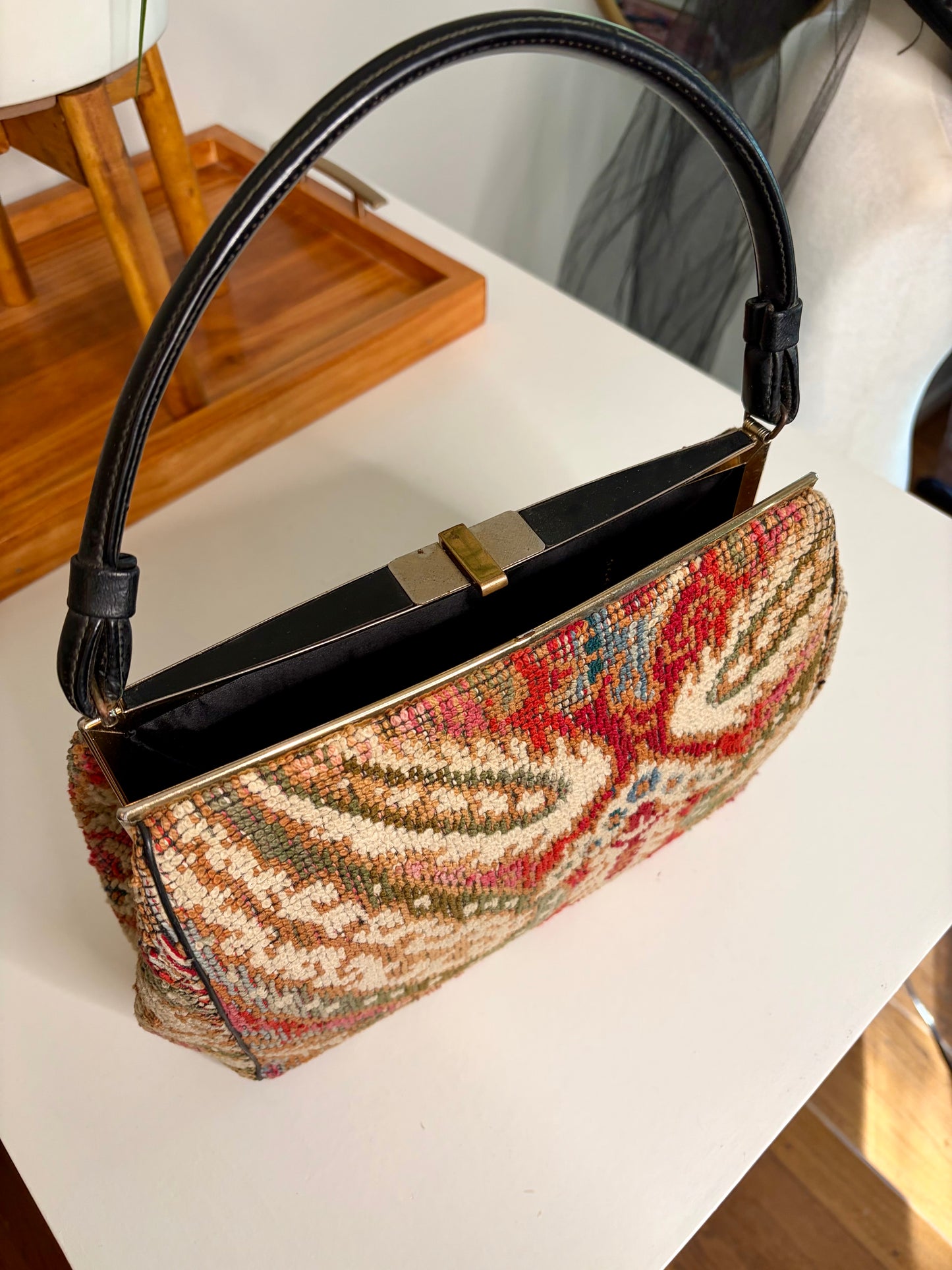 1960s Tapestry Carpet Handbag