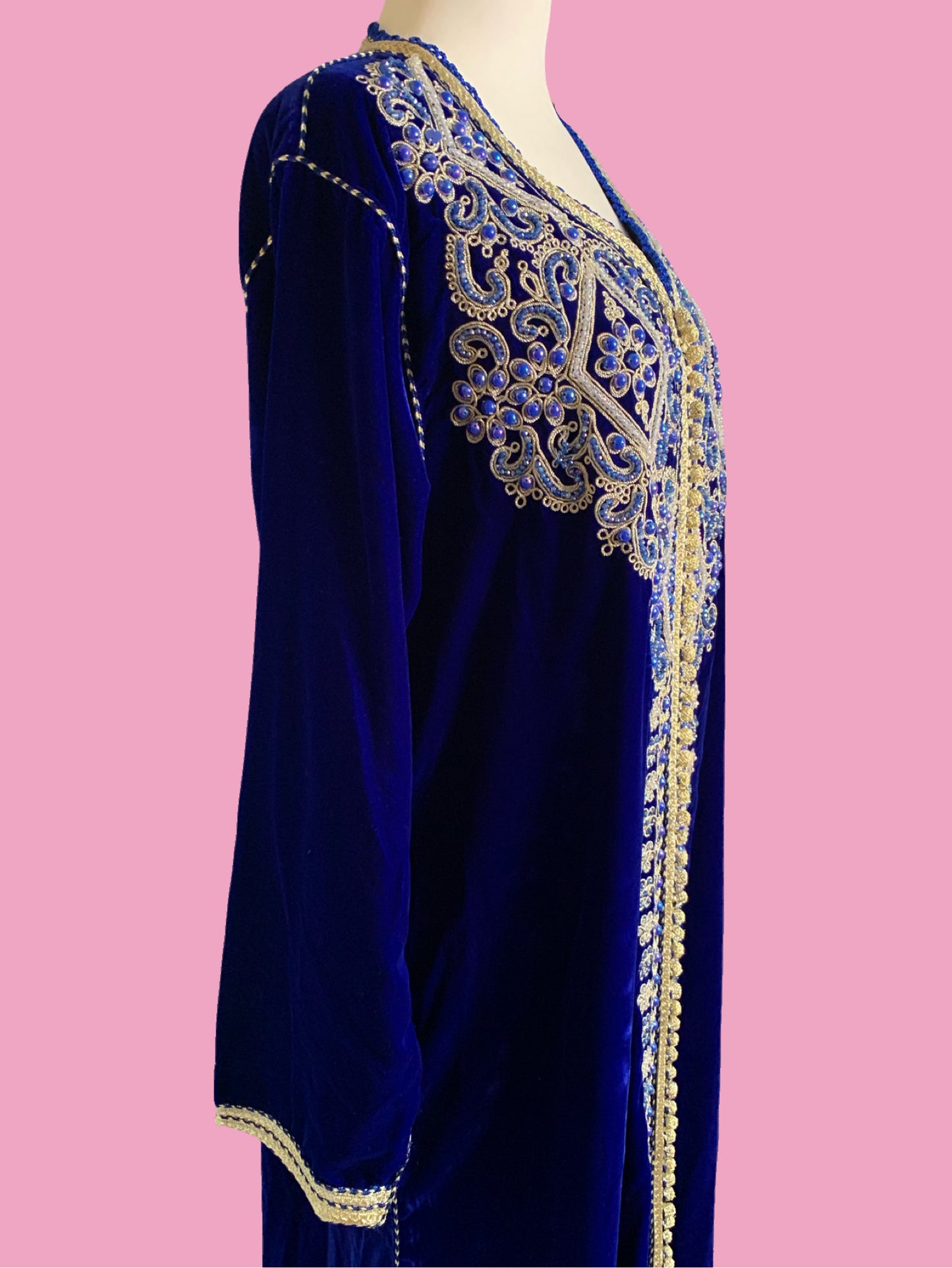 Vintage Blue Velvet Indian Caftan