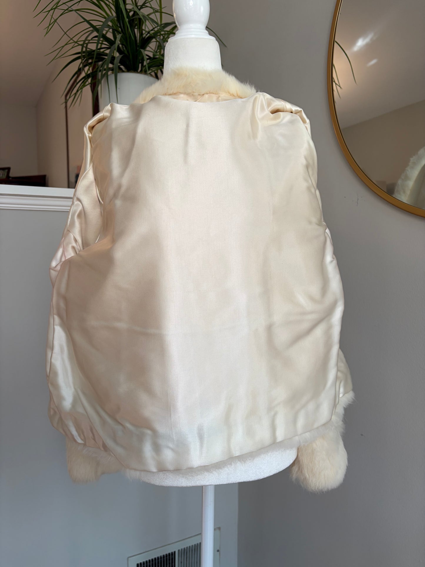 1950s Cream Rabbit Fur Cropped Jacket