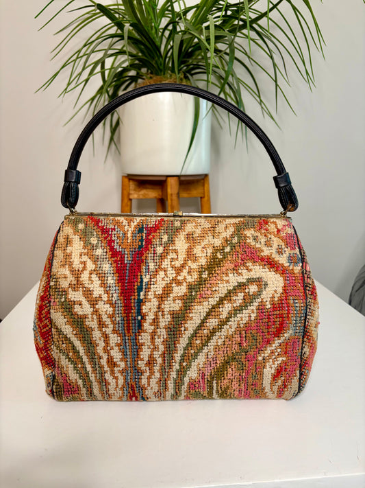 1960s Tapestry Carpet Handbag