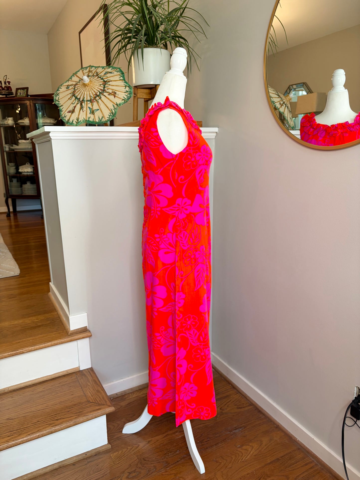 1960s Hale Muu Hawaiian Day Glo Tiki Dress