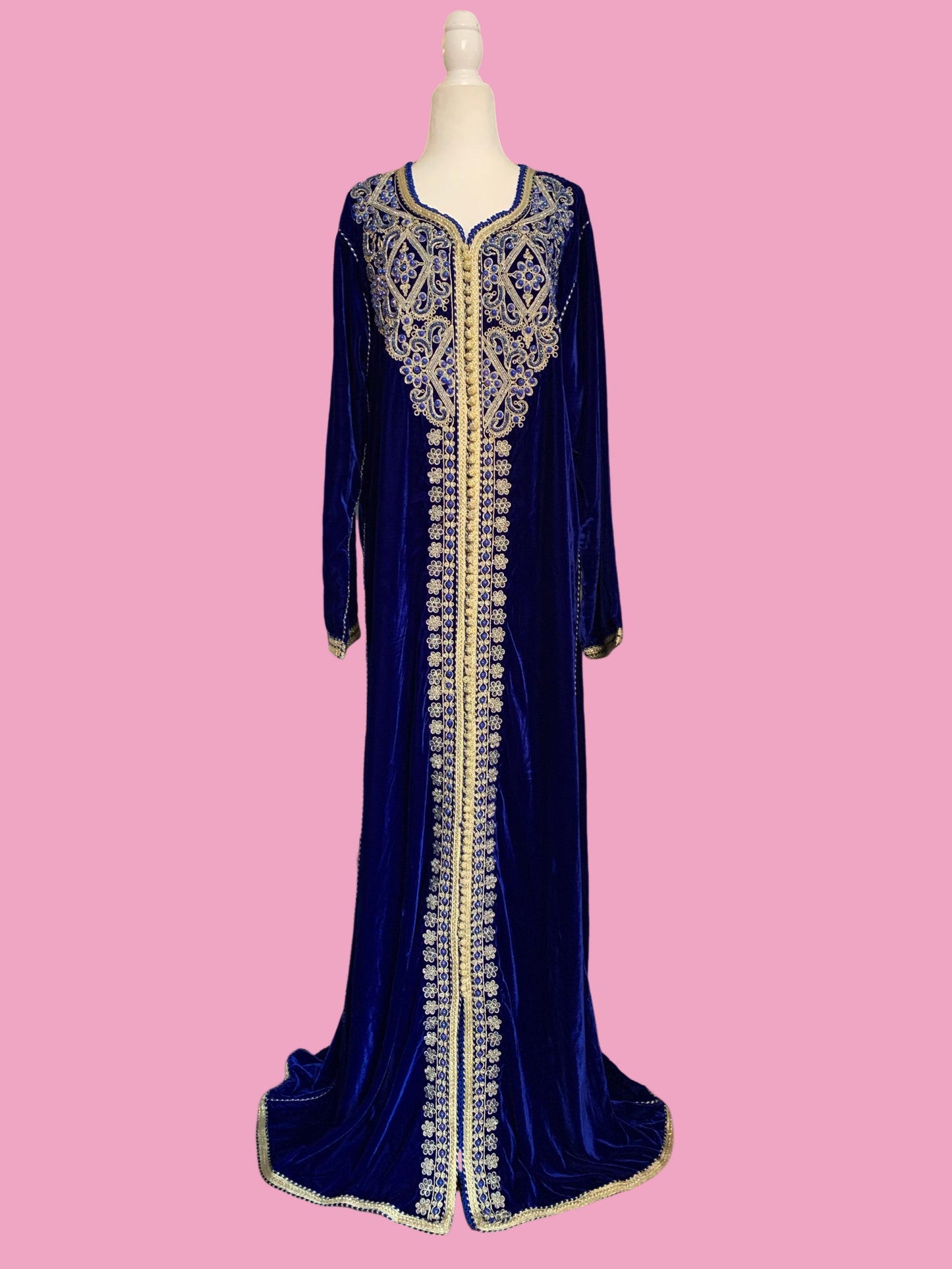 Vintage Blue Velvet Indian Caftan