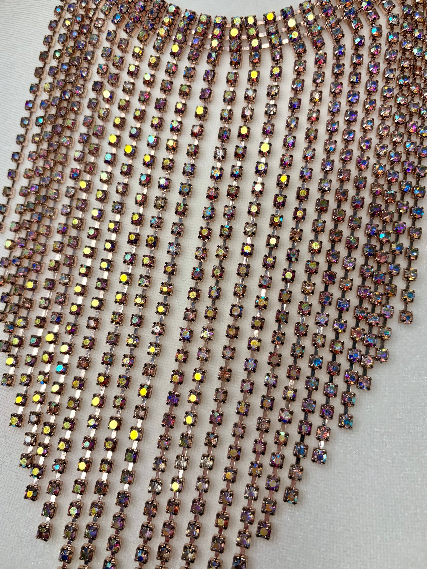 Vintage Rhinestone Fringe Choker Bib Necklace