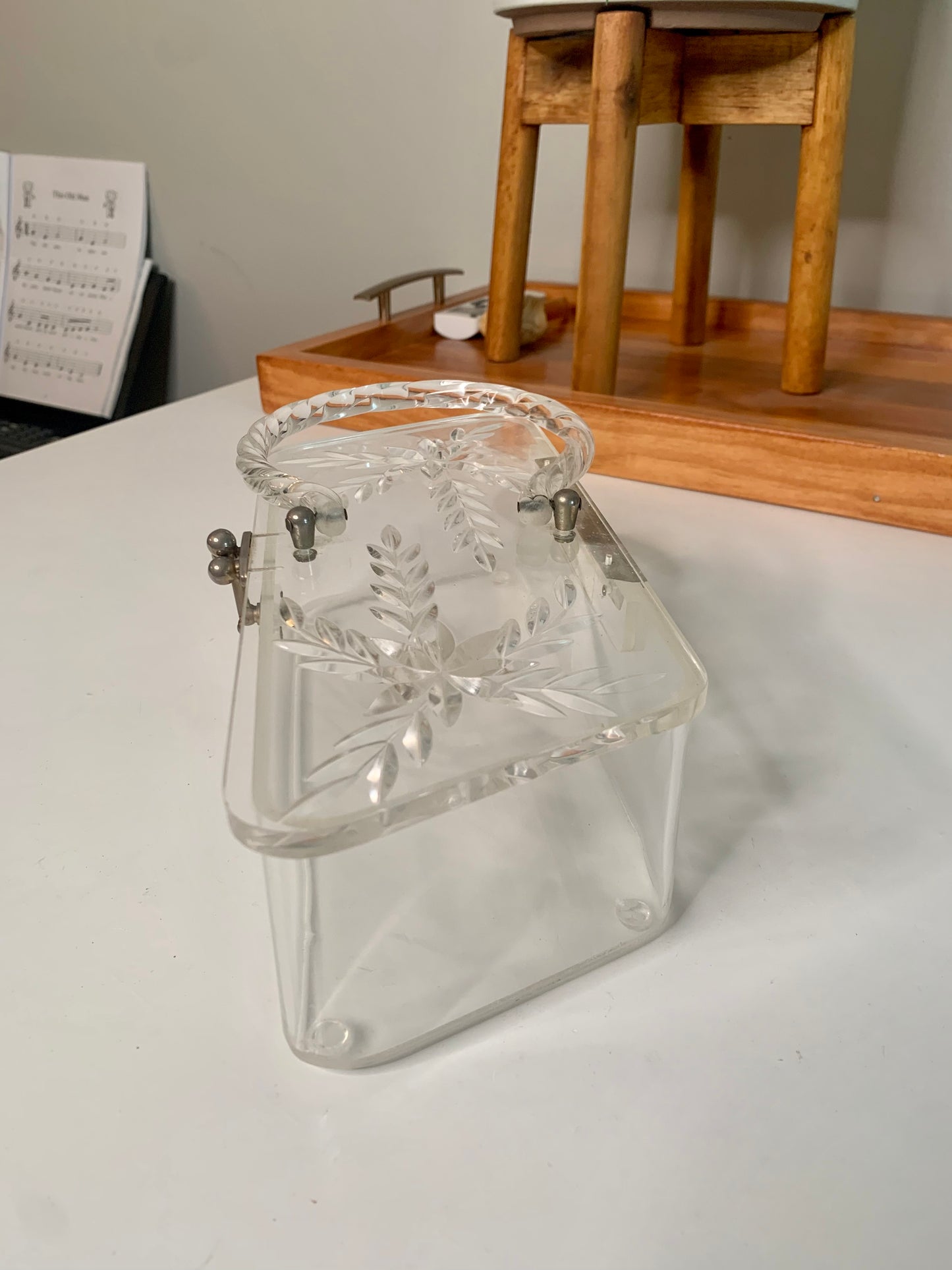 1950s Carved Lucite Handbag