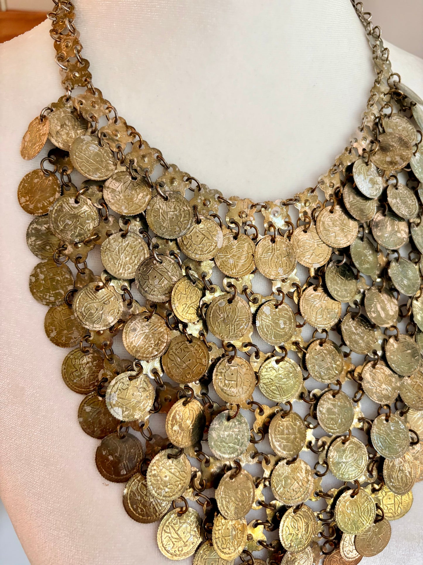 1960s Vintage Bohemian Coin Bib Necklace