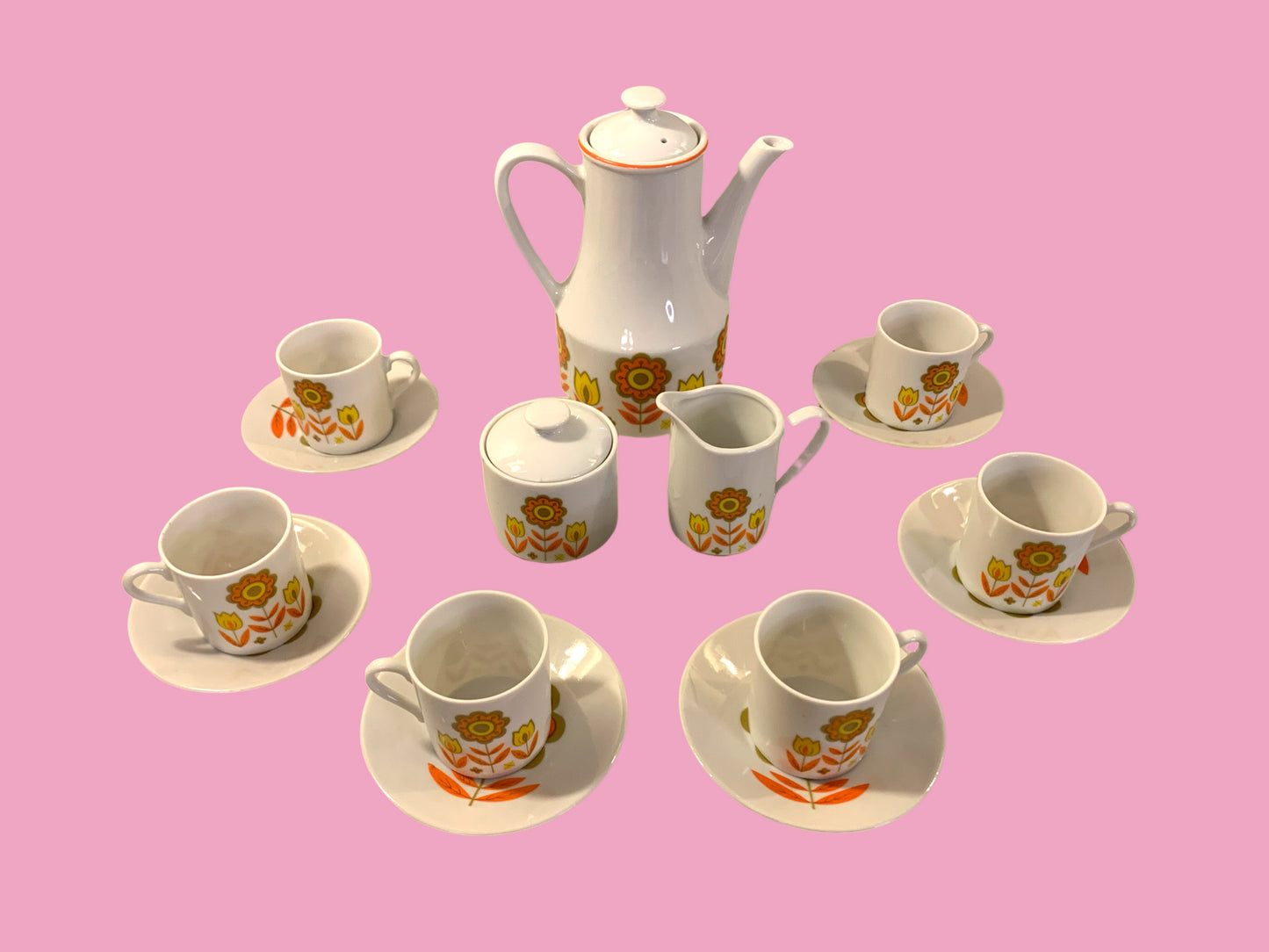 Vintage Mid Century Flower Power Tea Set