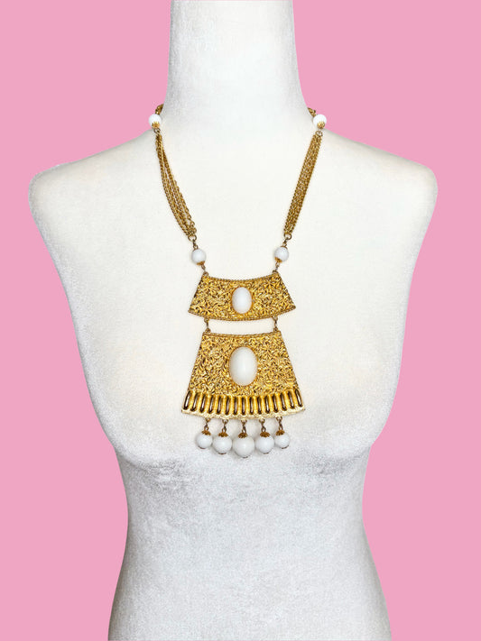 1960s Vintage Etruscan Revival Pendant Necklace by Goldette