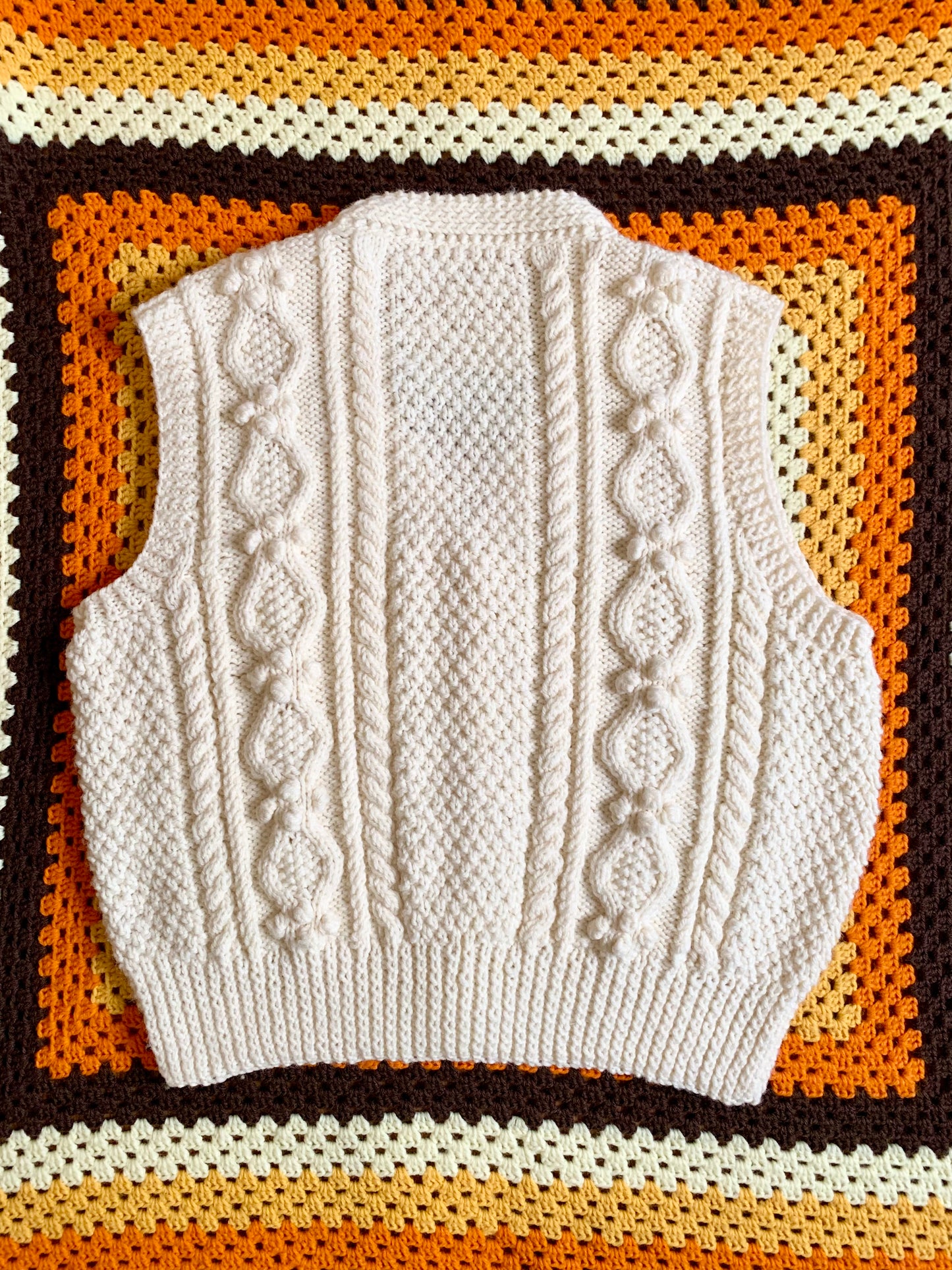 70s Cream Knit Vest