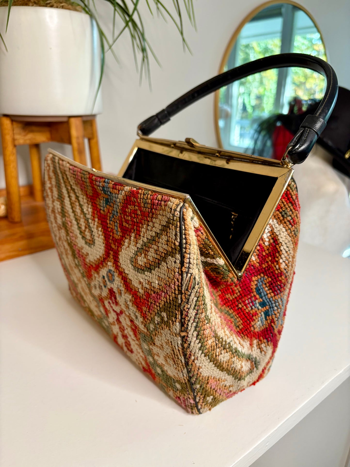 1960s Tapestry Carpet Handbag