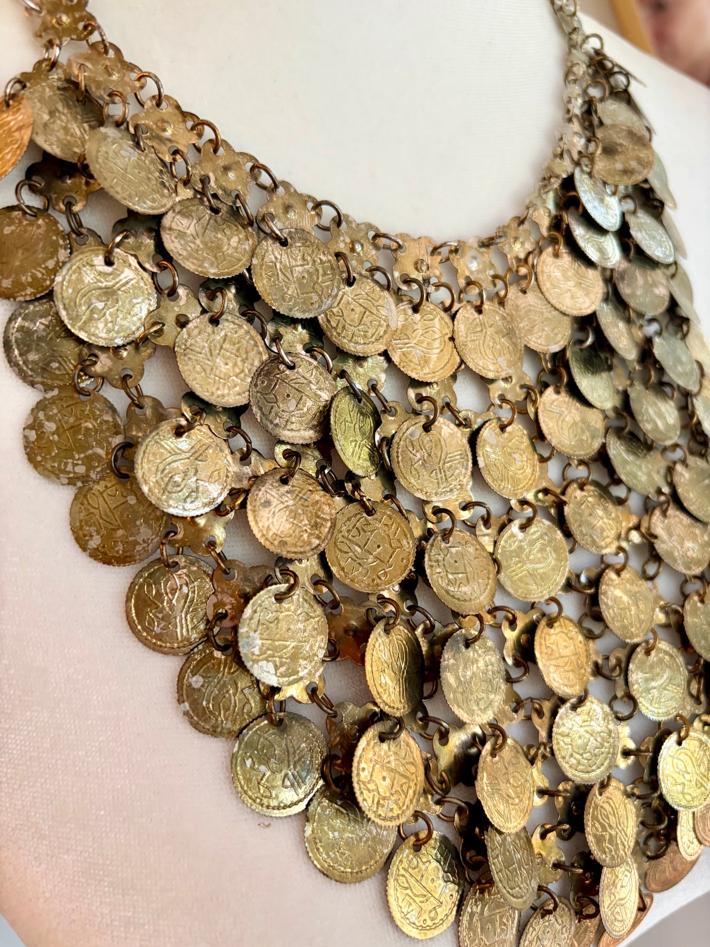 1960s Vintage Bohemian Coin Bib Necklace