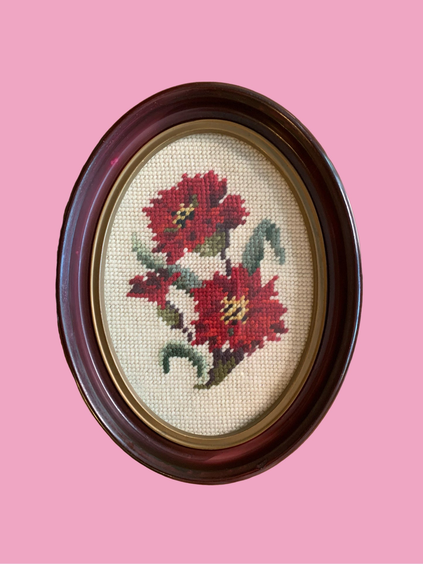 Pair of Floral Needlepoints