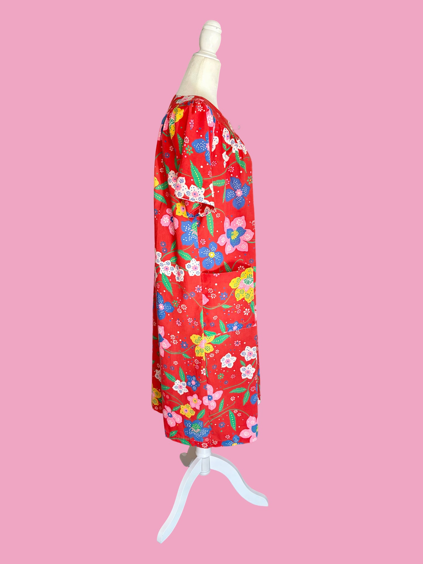 1960s Groovy Cotton Flower Power House Dress