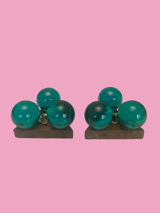 MCM Lucite Ball Candlestick Holders