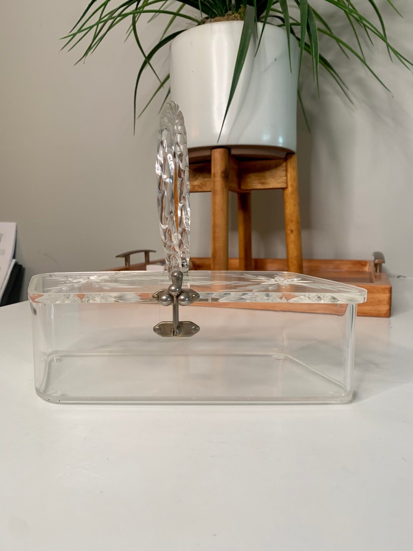 1950s Carved Lucite Handbag