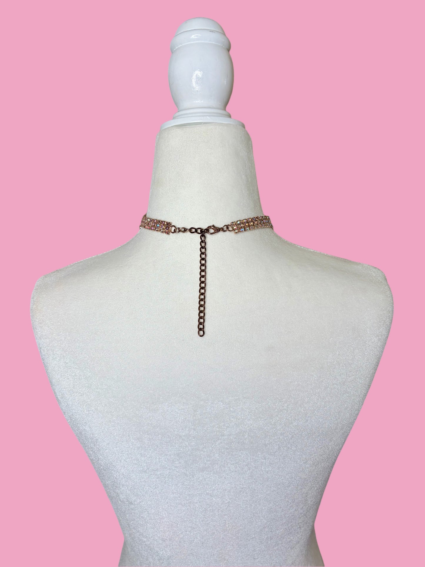 Vintage Rhinestone Fringe Choker Bib Necklace