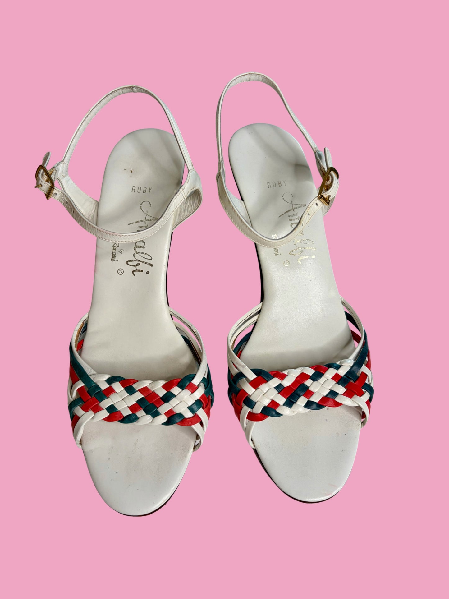 1970s Woven Leather Sandals by Amalfi Rangoni