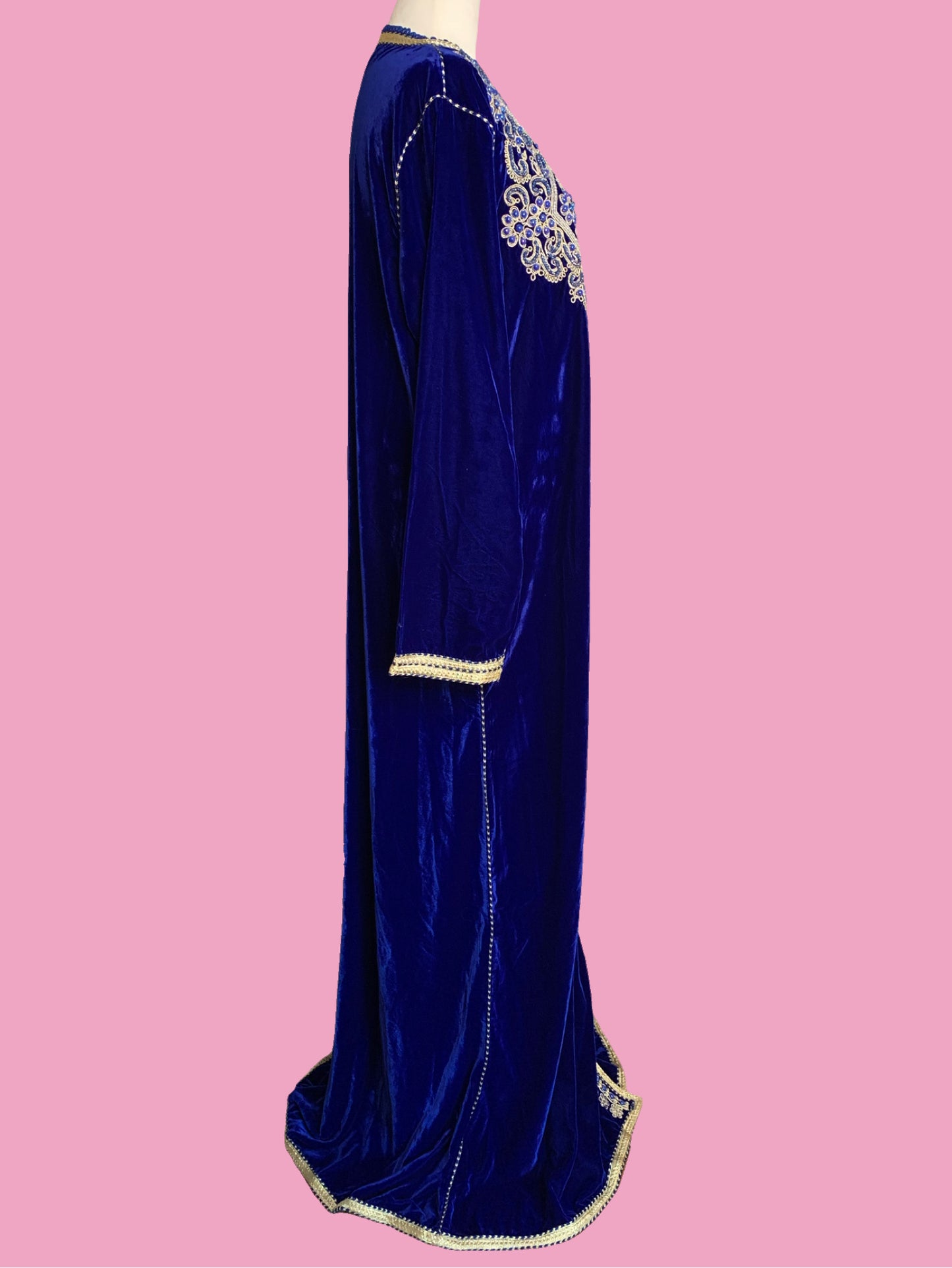 Vintage Blue Velvet Indian Caftan