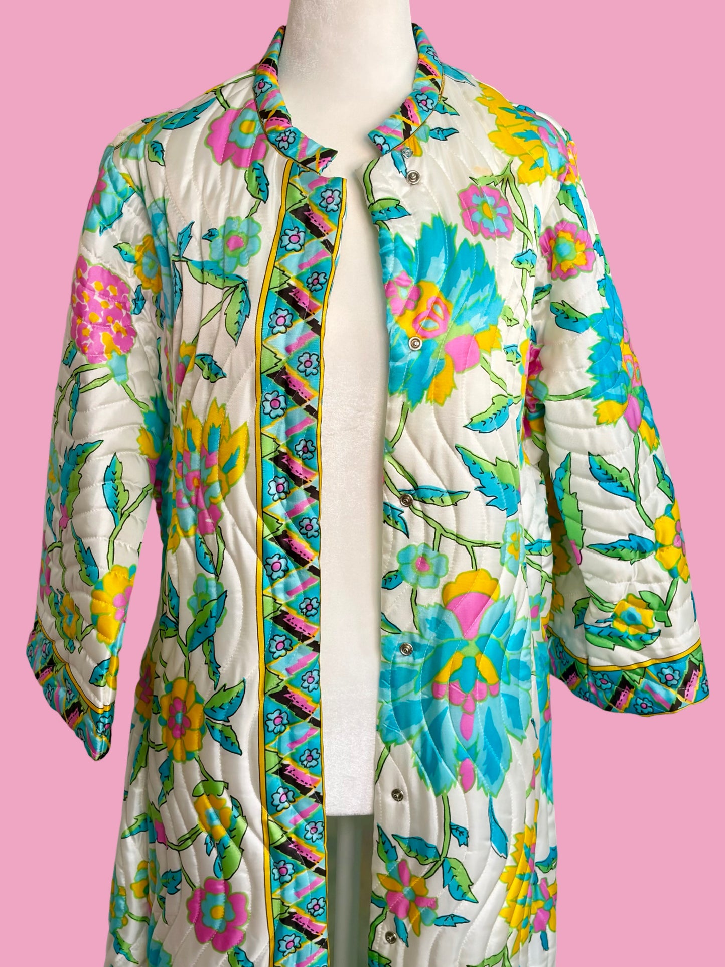 1960s Retro Quilted Robe Duster by Evelyn Pearson