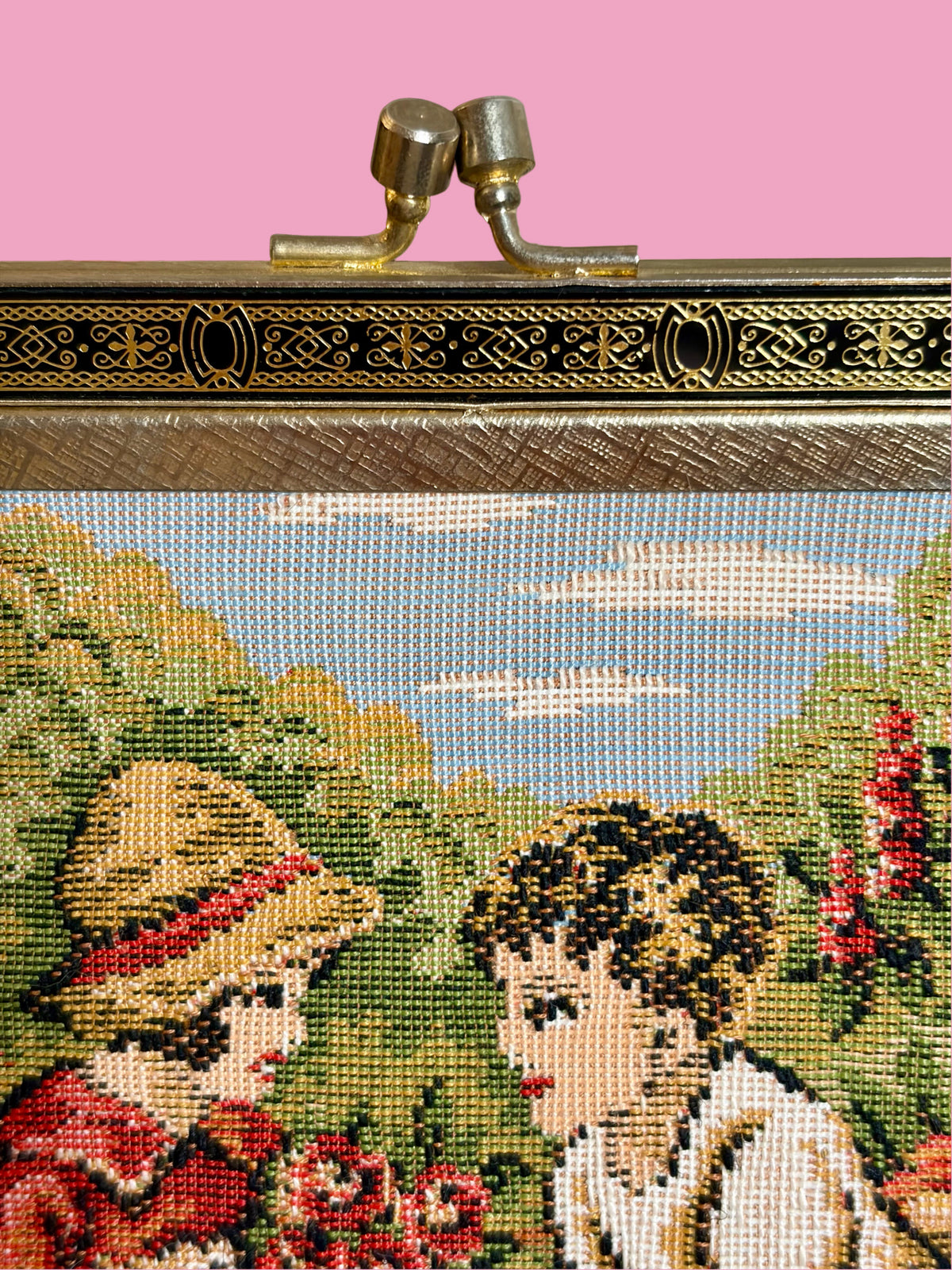 1950s Vintage “Children in Garden” Tapestry Handbag