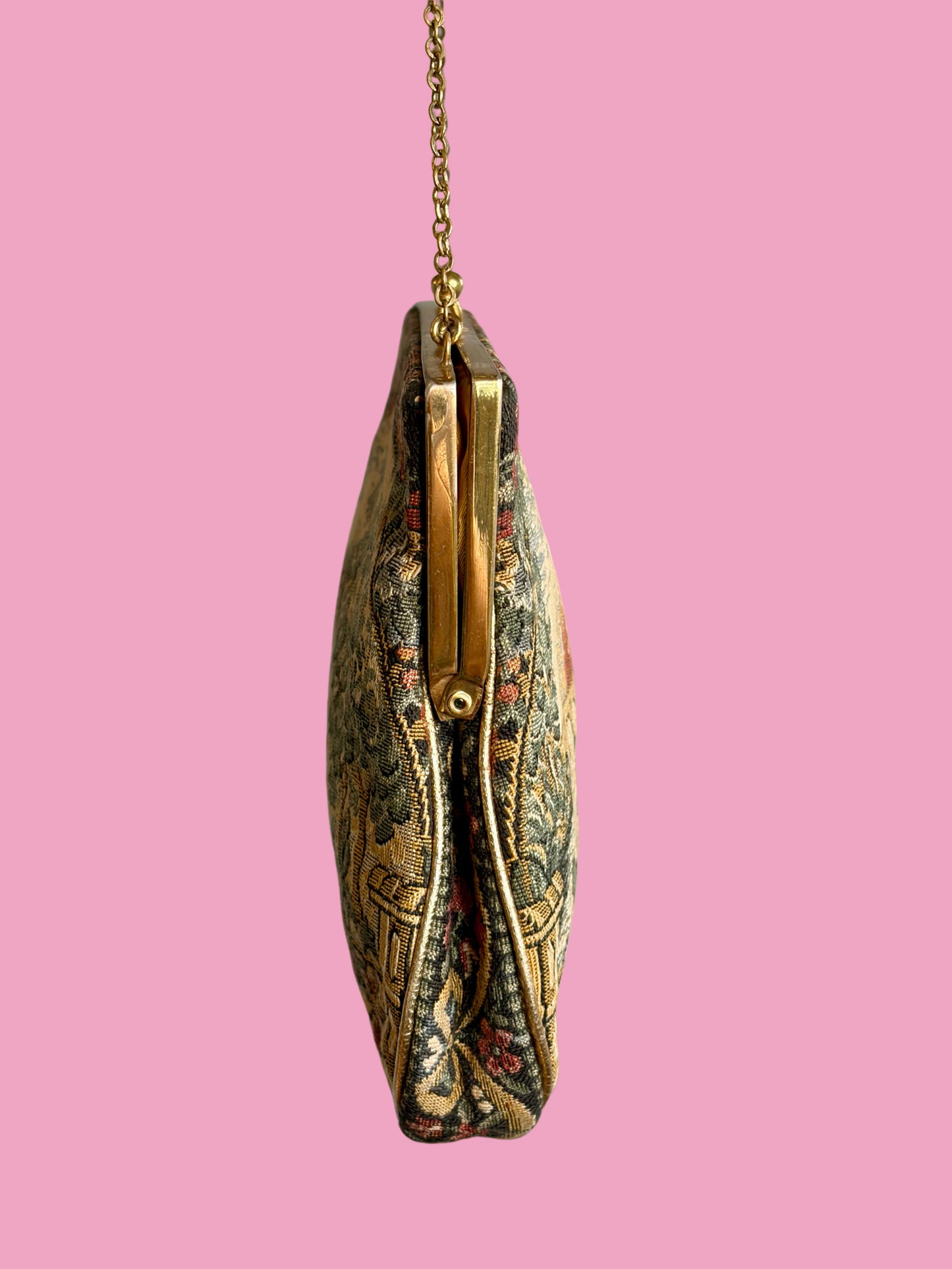1930s Art deco Scenic Petit Point Tapestry Bag