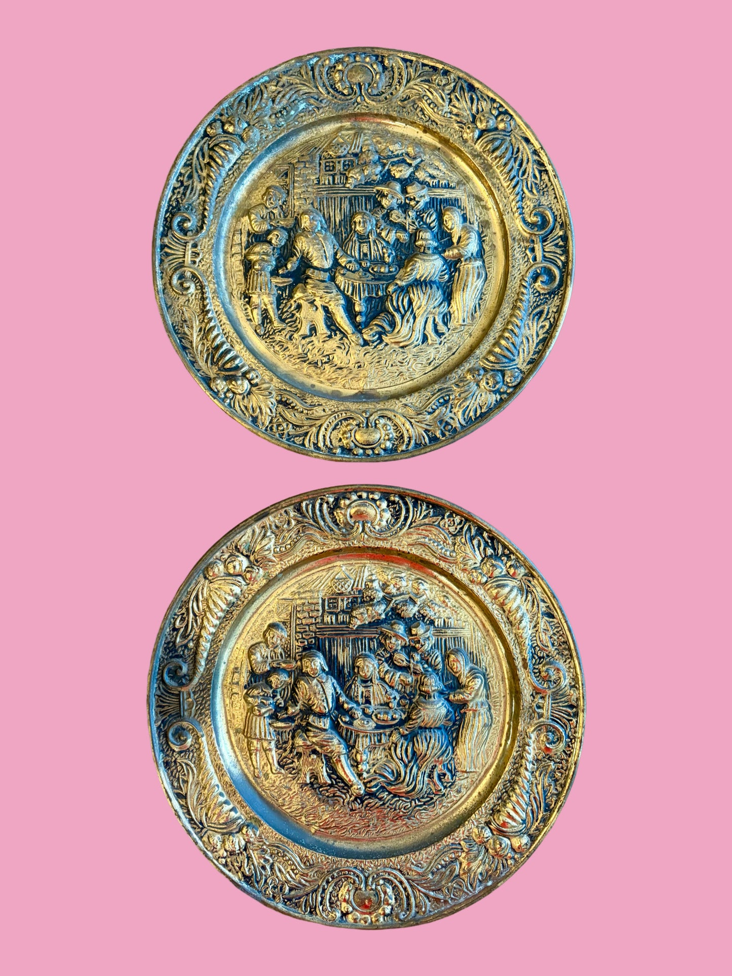 Pair of 1950s Mid Century Brass Wall Plates