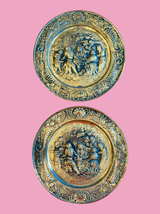 Pair of 1950s Mid Century Brass Wall Plates
