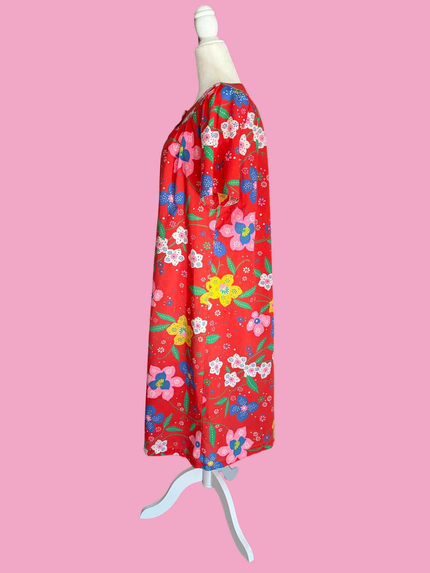 1960s Groovy Cotton Flower Power House Dress