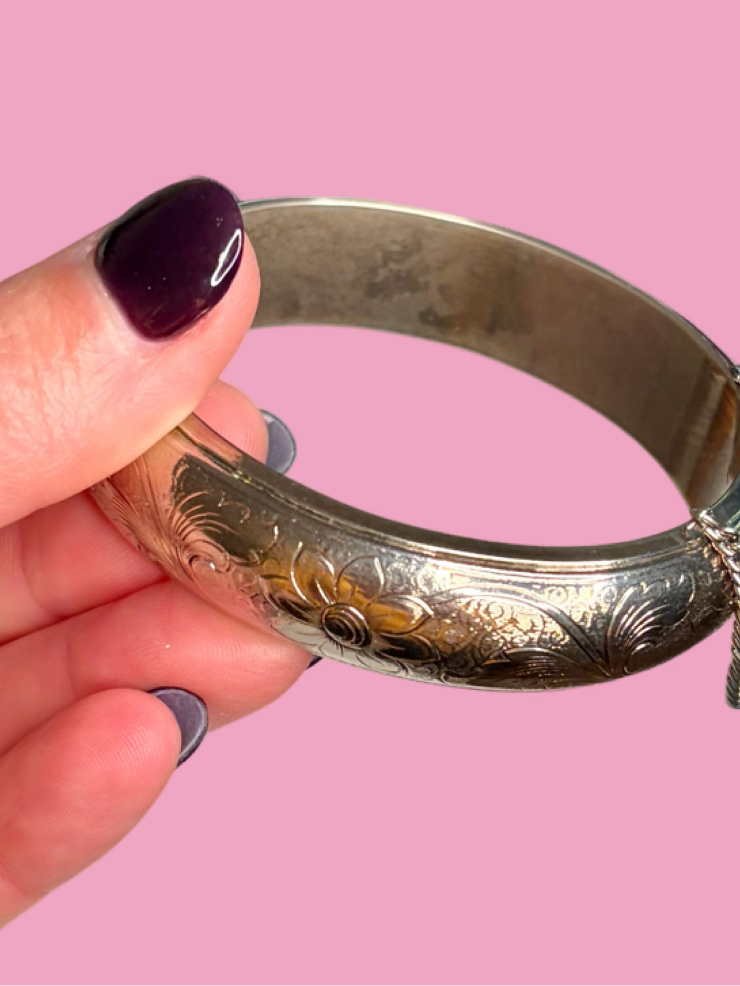 1950s Etched Floral Bangle