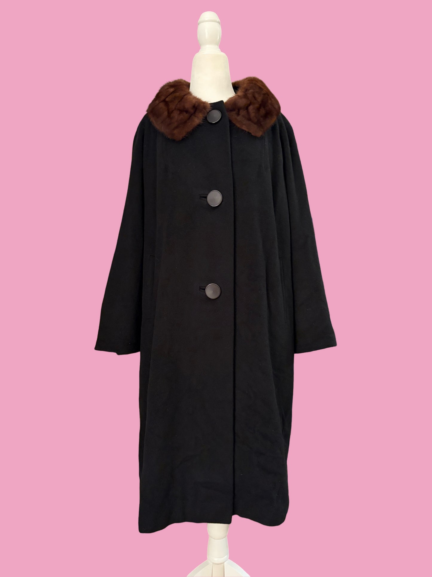 1950s Cashmere Coat with Mink Collar