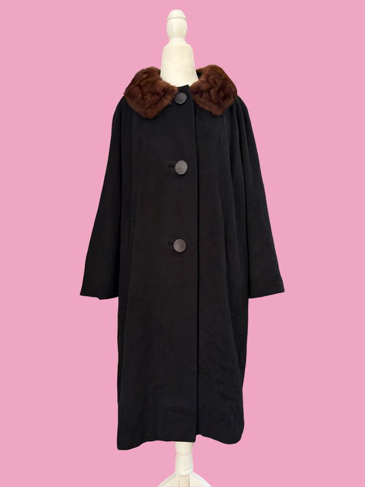 1950s Cashmere Coat with Mink Collar