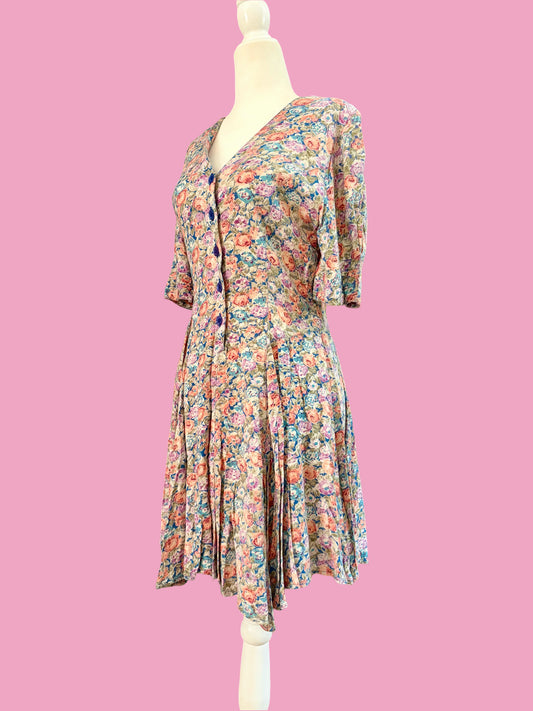 1990s Cottagecore Floral Dress