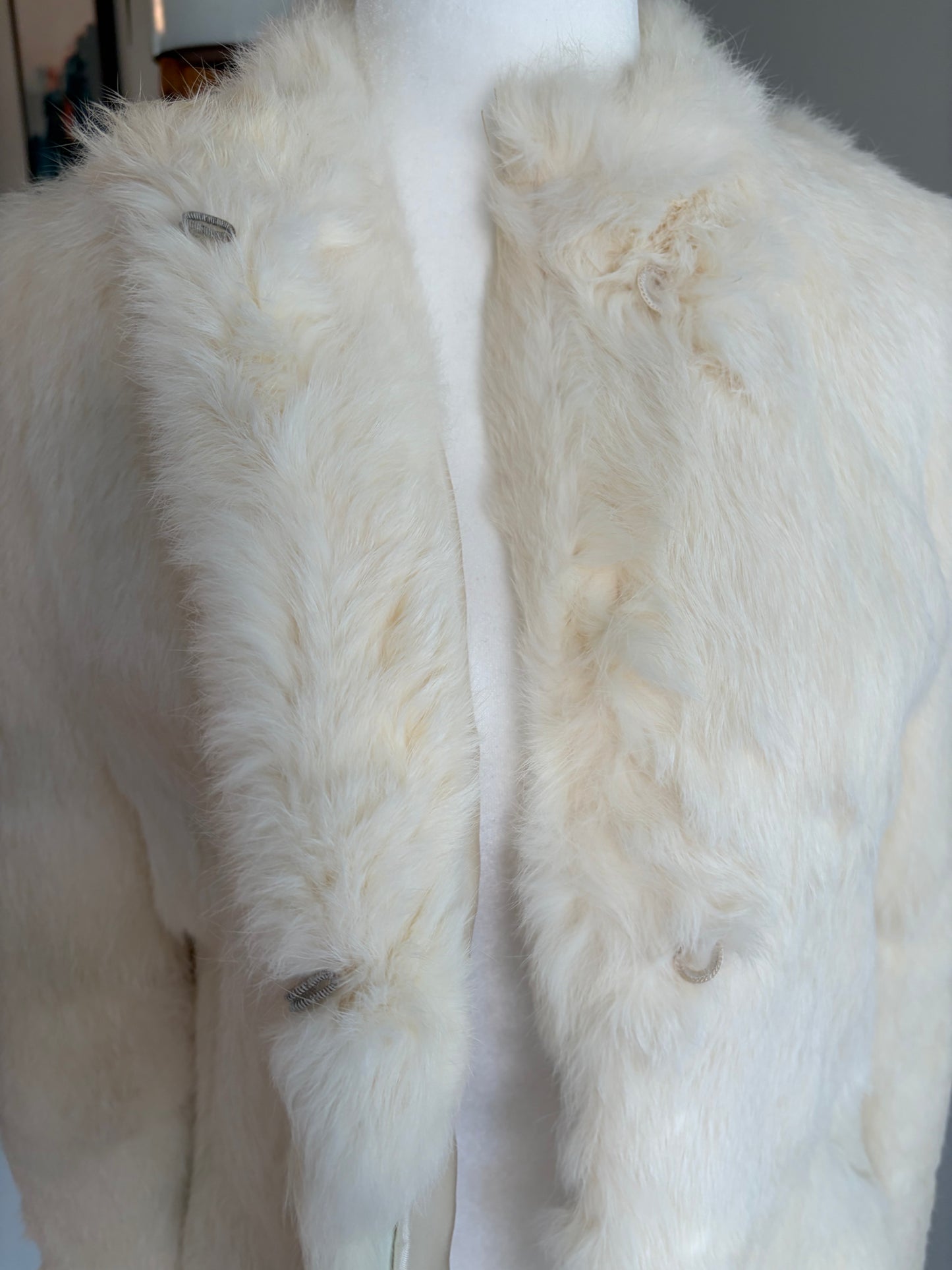 1950s Cream Rabbit Fur Cropped Jacket