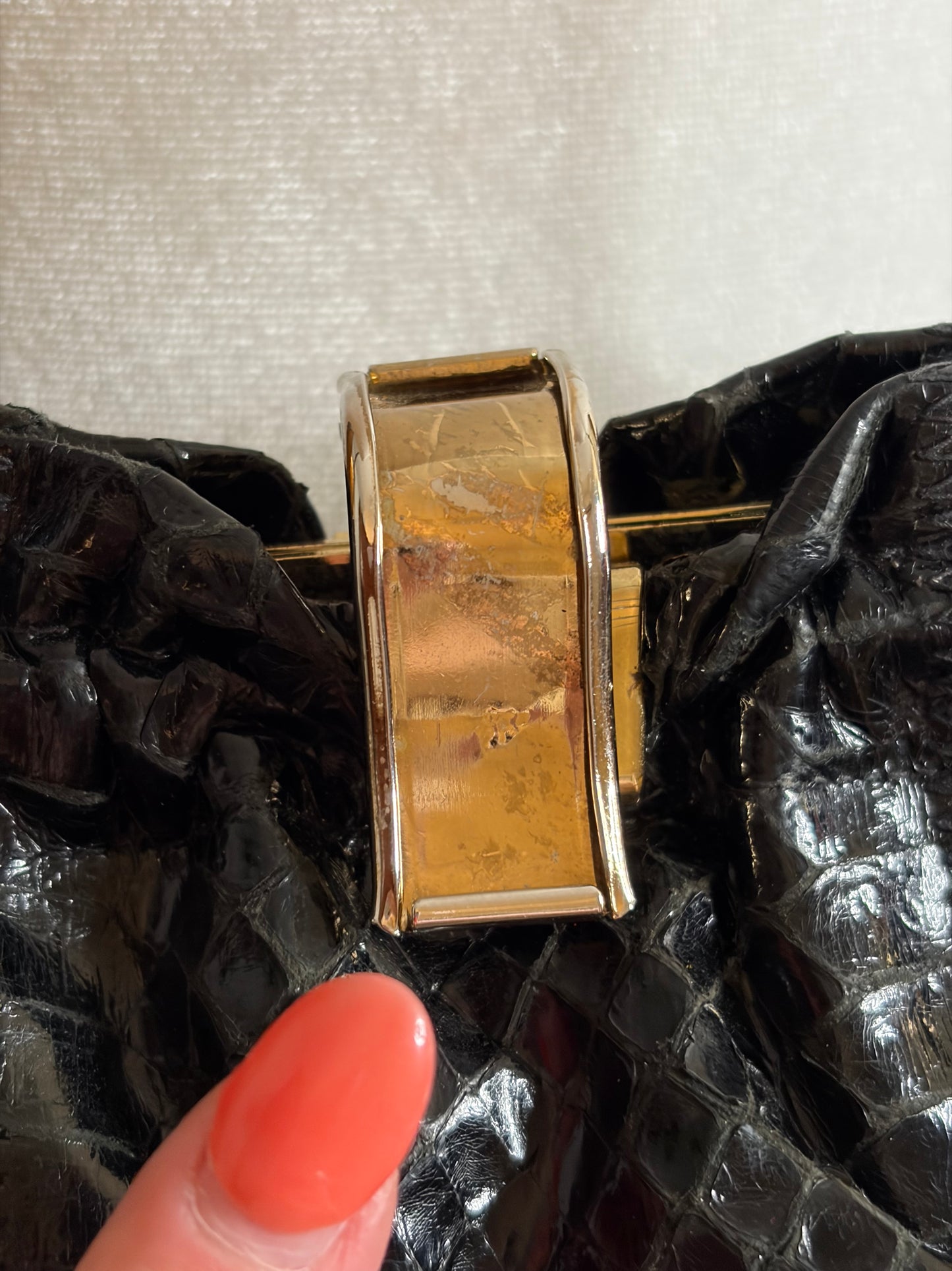 1970s Bags by Supreme Black Snakeskin Shoulder Bag