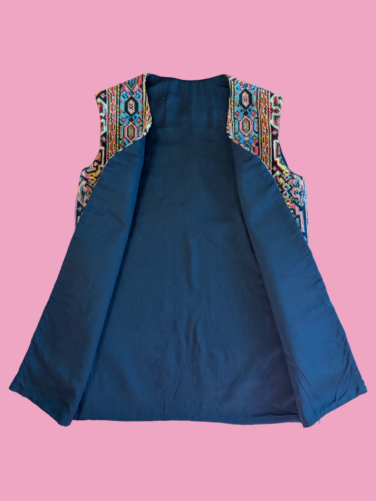 1960s Rainbow Tapestry Boho Vest