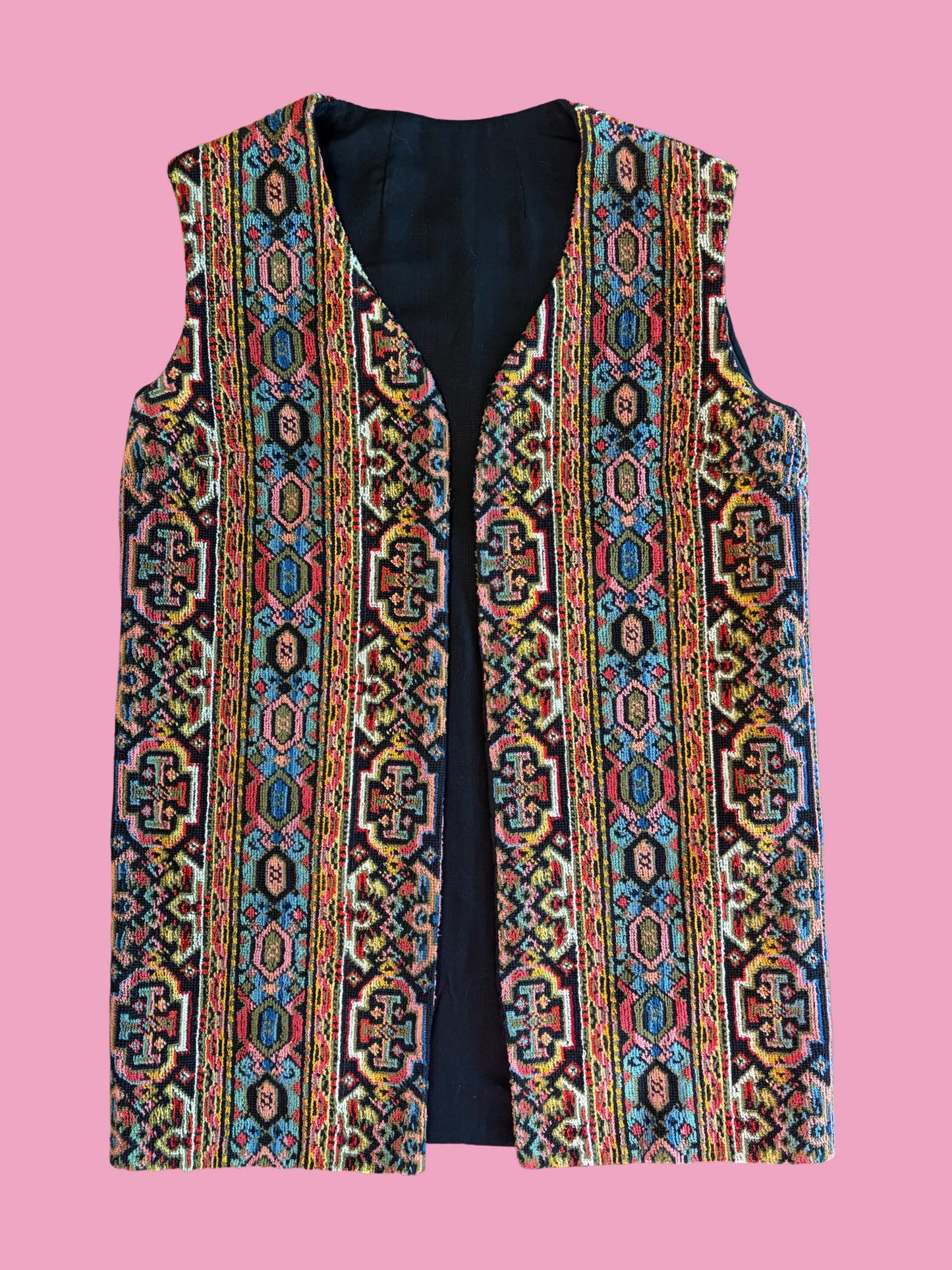 1960s Rainbow Tapestry Boho Vest
