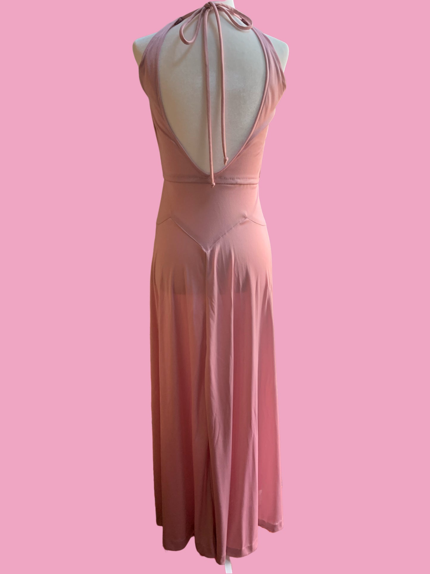 70s Pink Halter Maxi