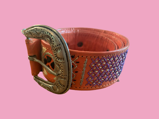 Embroidered Leather Belt