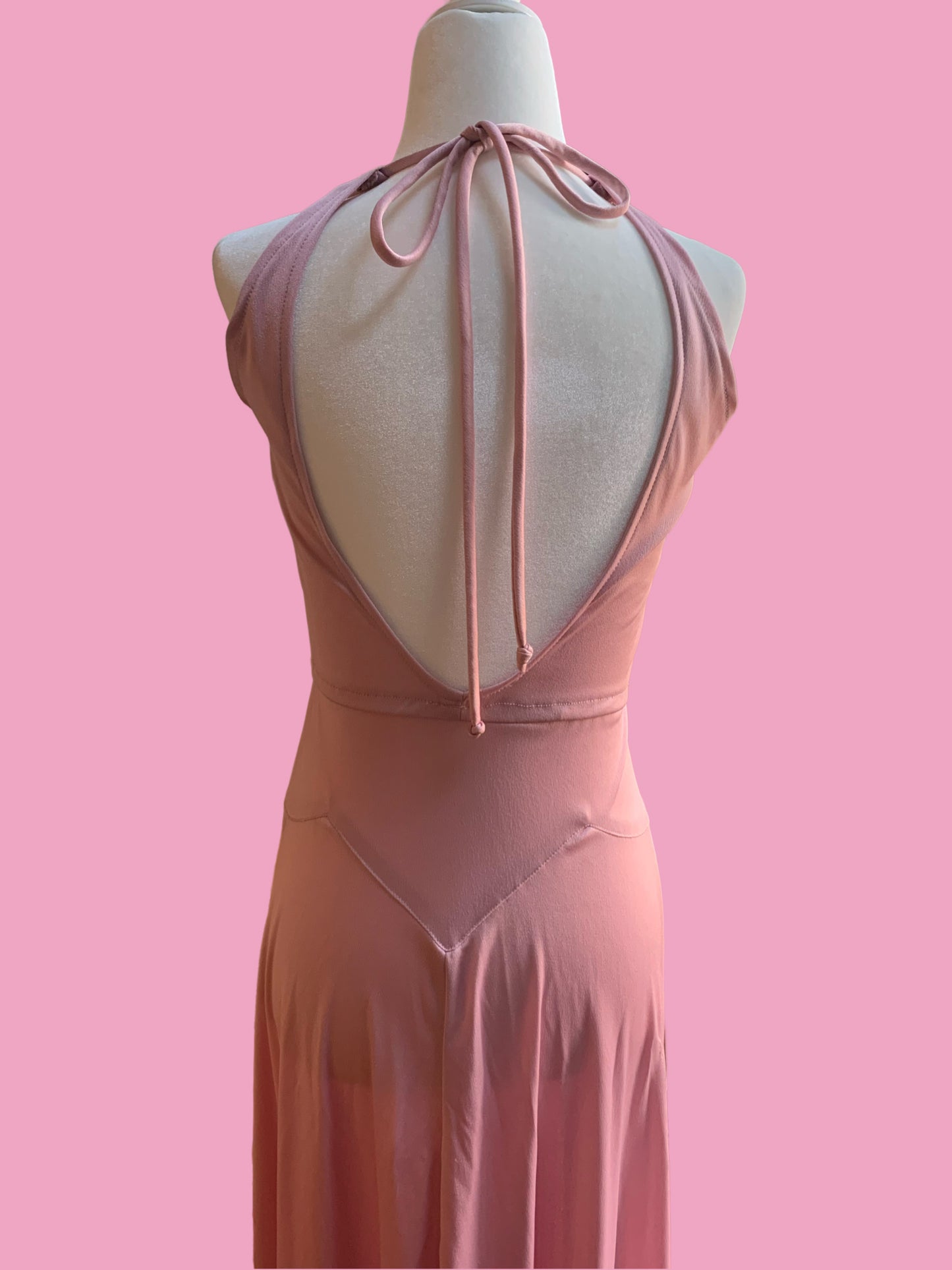 70s Pink Halter Maxi