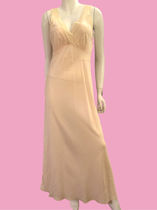 1940s Soft Pink Slip with Lace Detail